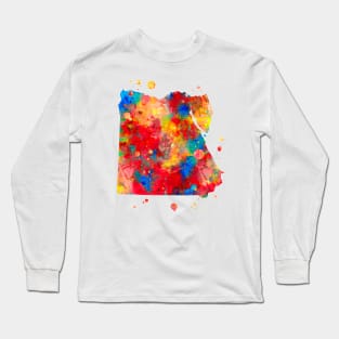 Egypt Map Watercolor Painting Long Sleeve T-Shirt
